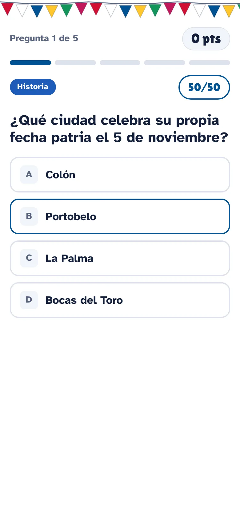 Pregunta de Panamá Quiz Battle: ¿Qué ciudad celebra su propia fecha patria el 5 de noviembre?